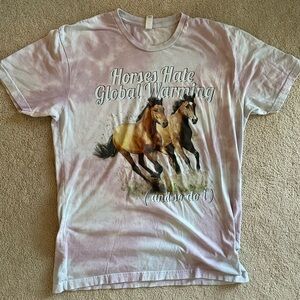 Horses Hate Global Warming T-Shirt (Unisex Size L)
